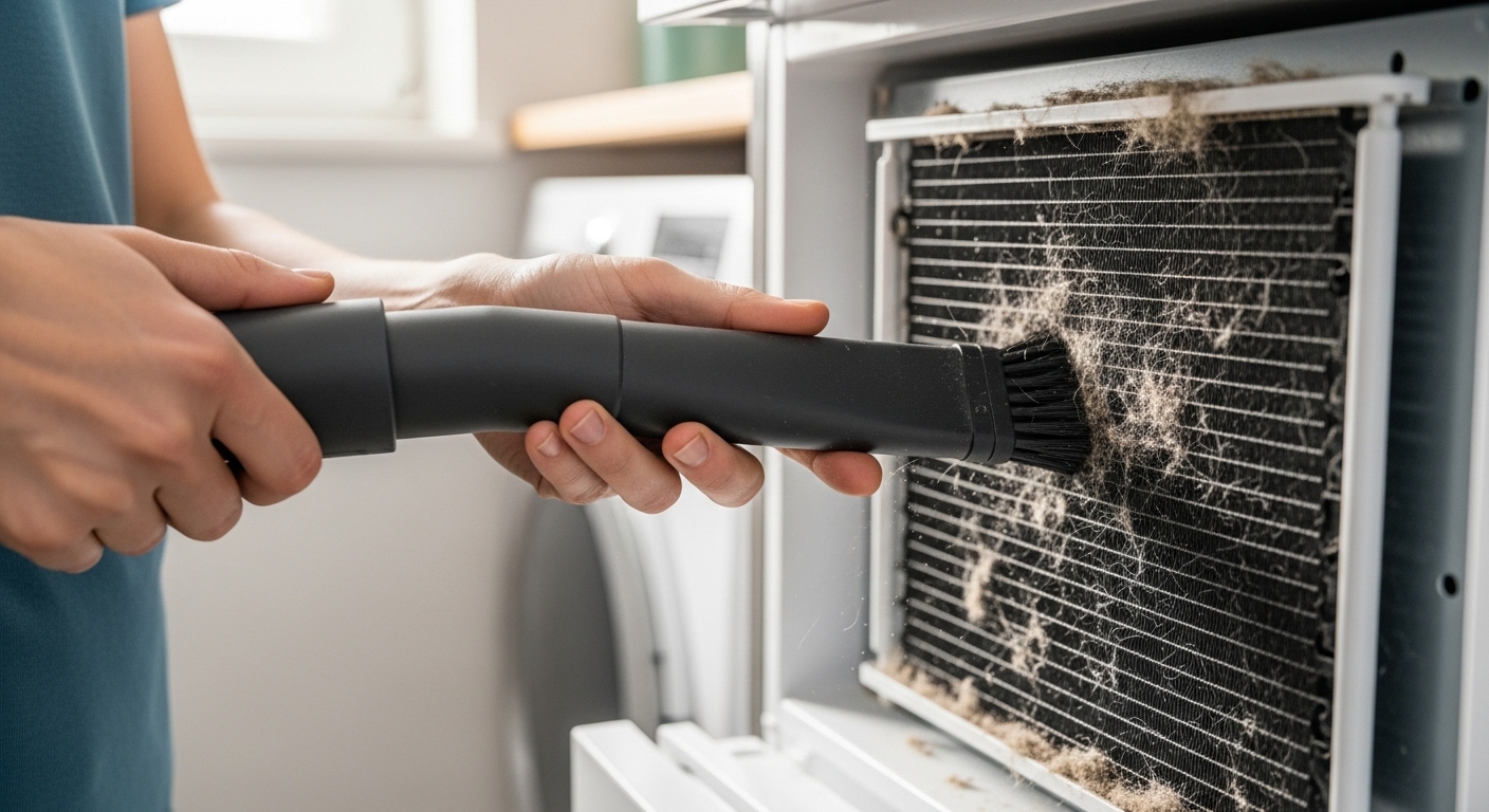 Cleaning refrigerator condenser coils as part of winter appliance prep