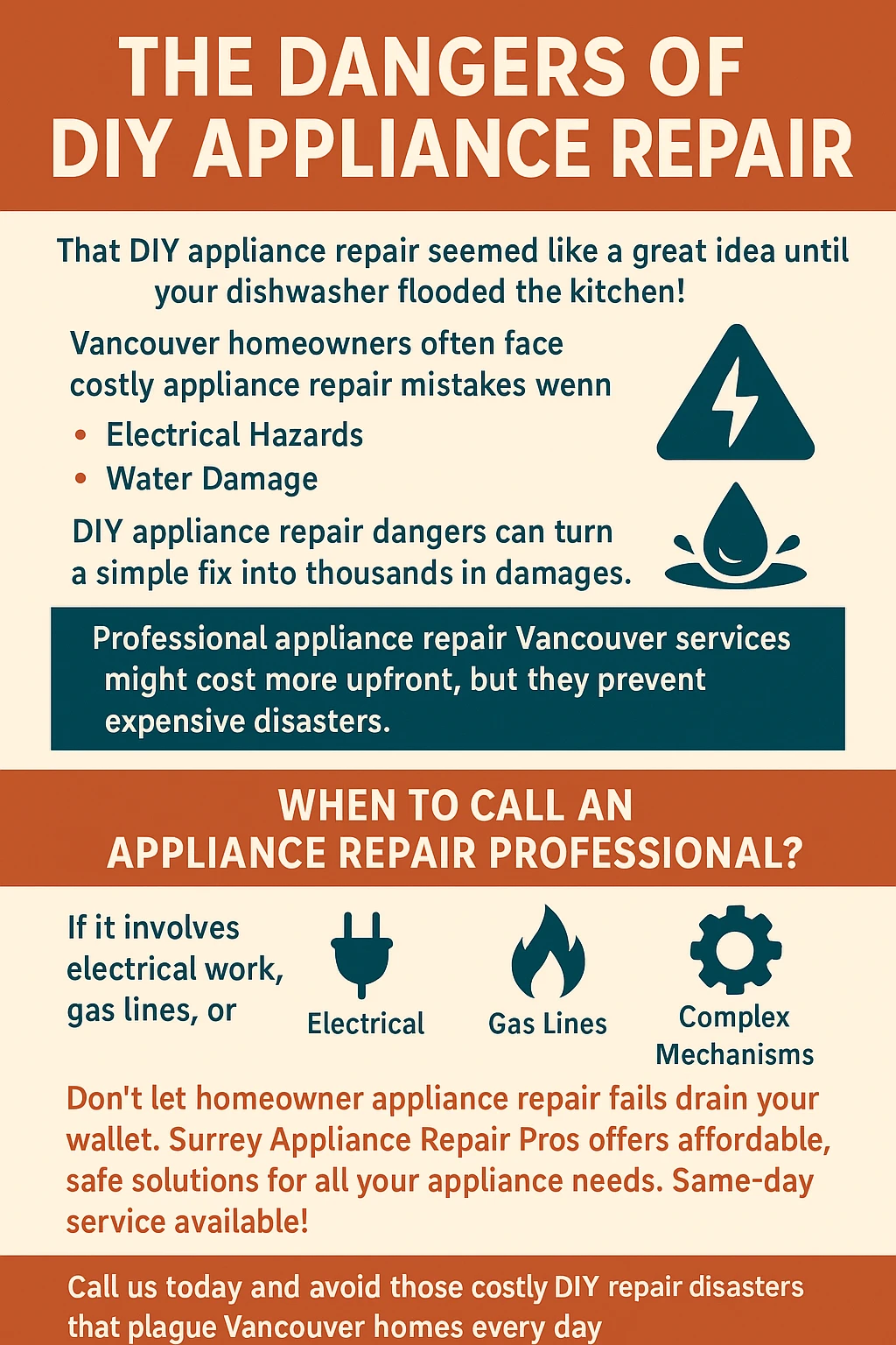 Infographic showing key stats on DIY appliance repair mistakes in Vancouver