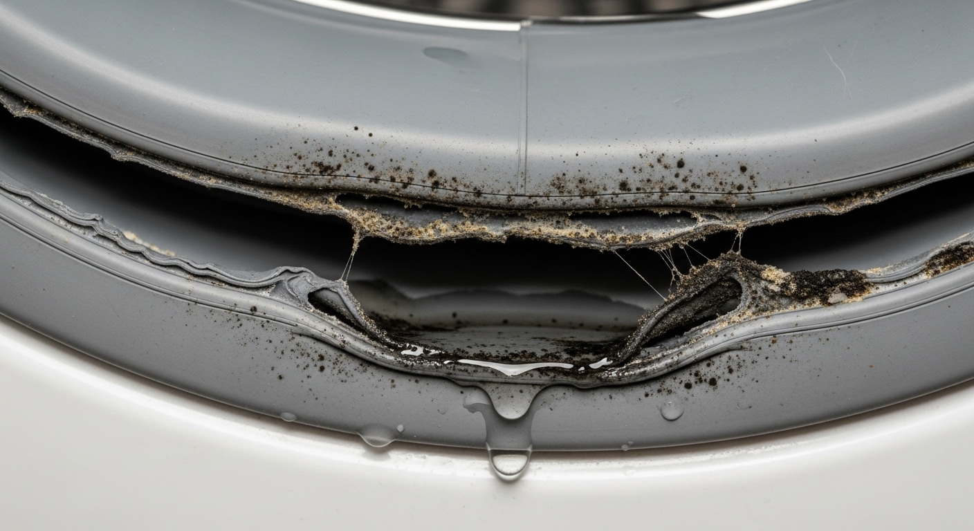 Mold growing on a front-loading washing machine's rubber door seal