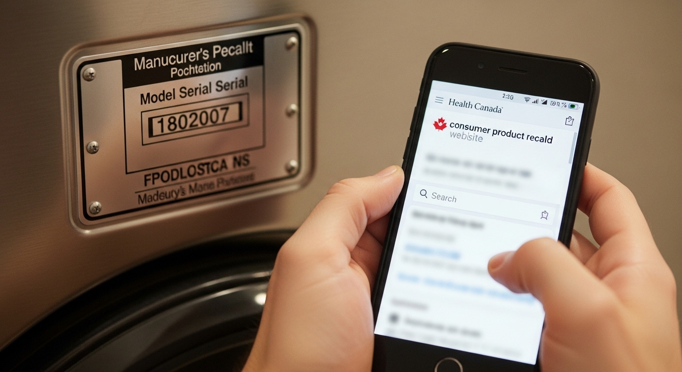 Health Canada recall website displayed on a smartphone
