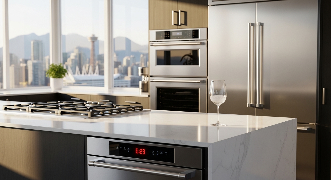 A new Vancouver condo kitchen with modern appliances which may have hidden issues.